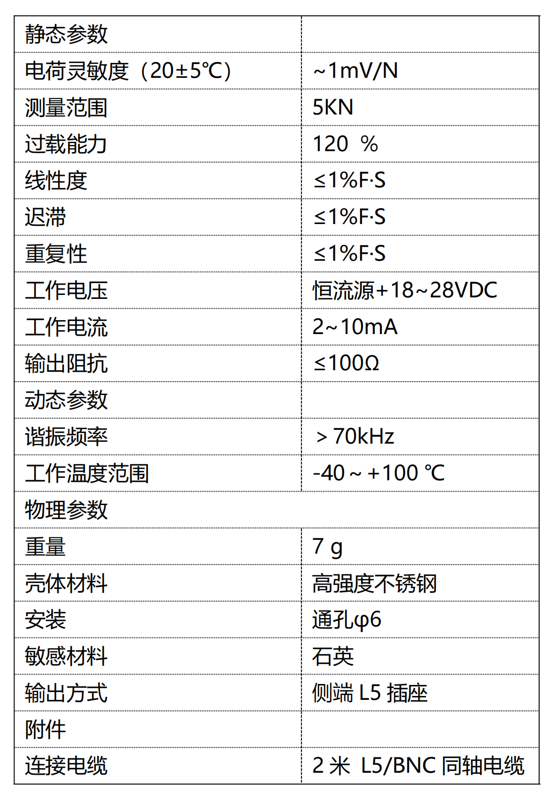 HLYD1E-5kN 压电式力传感器（IEPE型）