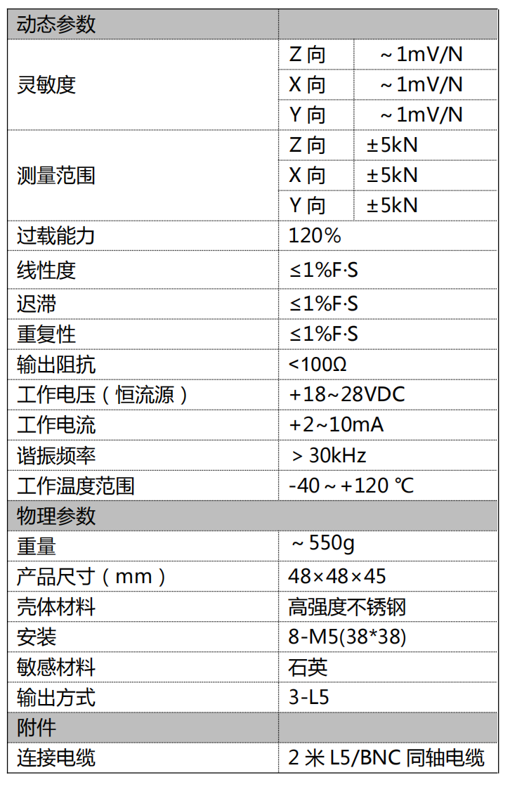 HLYD3E-5kN 三向压电式力传感器（IEPE型）